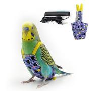 Bird Flight Harness Vest and Leash Set, M Size Blue Polka Dot Bird Flying Clothes, 6.6 ft Elastic Rope, 7.5 in Parrot Harness for Cockatiels, Parakeets, Lovebirds, Training and Outdoor Walking