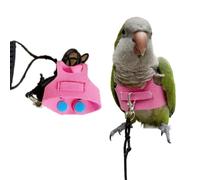 Bird Flight Harness Vest, Parrot Flight Suit with Leash for Parakeets Cockatiels Conures Budgies, Bird Flying Clothes with Rope and Handle for Outdoor Activities Training (M, Pink)