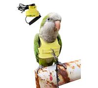 Bird Flight Harness Vest, Parrot Flight Suit with Leash for Parakeets Cockatiels Conures Budgies, Bird Flying Clothes with Rope and Handle for Outdoor Activities Training, Anti Bite (L, Yellow)