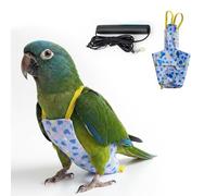 Bird Flight Harness Vest, Snap-Fastener Design Harness Vast, Bird Flying Clothes with Rope and Handle for Parakeets Cockatiels Conures Budgies（Blue Heart - Vest + Traction S)