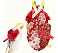 Bird Flight Suits and Diapers - Parrot Flight Suits for Monk Parakeet Parakeets, Cockatiels - Comfortable Parrot Clothes(Yellow,XL)(Red a,2XL)