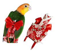Bird Flight Suits Diapers, Parrot Flight Suits Diapers for Monk Parakeets, Cockatiels Flight Suits, Parrot Clothes, Bird Training Nappy Suit Liners Clothes (Medium,Red-B)