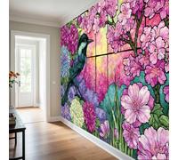Bird Floral Wallpaper 250 x 175 cm, Home Decor | Colourful Flower Wall Mural, Wall Murals for Living Room Bedroom, Photo Wallpaper B1612