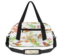 Bird Flower Leaves Kids Overnight Duffle Bags for Girls Boys, Cute Birds Lightweight Sports Gym Bag for Kids,Small Overnight Weekender Carry on Travel Bags Dance Bag, Bird Flower Leaves, 18.5L x 7.8W