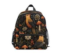 Bird Flower Mushroom Pattern Toddler Backpack, Boy Backpack Preschool Bag Kindergarten Schoolbag Nursery Travel Bag for Girl