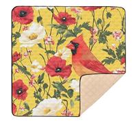 Bird Flower Yellow Pattern Large Stylish Baby Play Mat for Floor Cozy Breathable Activity Entertainment Mat for Baby Toddler Infant, 50'' x 50''