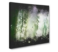 Bird Flying by the Waterfall Paint Splash Canvas Print | Gallery Wrapped 30mm Frame Wall Art | 20x20 inches | Ready to Hang | Modern Animals Picture | Living Room Bedroom Lounge Office