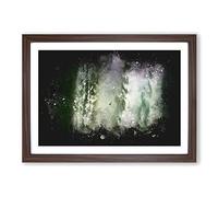 Bird Flying by The Waterfall Paint Splash Framed Print | A2 Walnut Framed Wall Art | Ready to Hang | Modern Landscape Picture | Living Room Bedroom Lounge Office