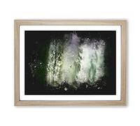 Bird Flying By The Waterfall Paint Splash Modern Art Framed Print | A4 Oak Framed Wall Art | Ready to Hang | Modern Landscape Picture | Living Room Bedroom Lounge Office