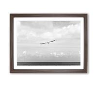 Bird Flying in the Sky Modern Framed Print | A4 Walnut Framed Wall Art | Ready to Hang | Modern Landscape Picture | Living Room Bedroom Lounge Office