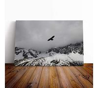 Bird Flying Over Mountains Canvas Print | Gallery Wrapped 30mm Frame Wall Art | 30x20 inches | Ready to Hang | Modern Animals Picture | Living Room Bedroom Lounge Office