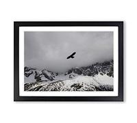 Bird Flying Over Mountains Framed Print | A2 Oak Framed Wall Art | Ready to Hang | Modern Landscape Picture | Living Room Bedroom Lounge Office