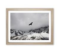 Bird Flying over Mountains Modern Framed Print | A2 Oak Framed Wall Art | Ready to Hang | Modern Landscape Picture | Living Room Bedroom Lounge Office