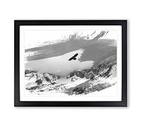 Bird Flying over Mountains V1 Modern Framed Print | A2 Black Framed Wall Art | Ready to Hang | Modern Landscape Picture | Living Room Bedroom Lounge Office