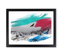 Bird Flying over Mountains V2 Modern Framed Wall Art Print, Ready to Hang Picture for Living Room Bedroom Home Office Décor, Black A2 (64 x 46 cm)