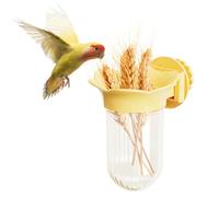 Bird Food Cup, Transparent Feeding Cups with Clamp, Hanging Seed Water Feeder for Bird Parrot Parakeet Budgie Lovebird Small Animal