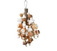 Bird Food Finder Toys - Chew Resistant Training Toy for Parrot, Hanging Accessories for Shredder Sparrow, Natural Apple Wood & My Core