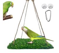 Bird Foraging Mat - Bird Grass Mat Swing | Grass Climbing Perch Hammock - Artificial Grasses Parrot Swing Hammock | With Hanging Rope And Hooks, Suitable For Lovebirds, Long-tailed Parrots