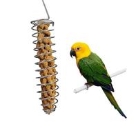 Bird Foraging Toy Feeder Parrot Treat Fruit Vegetable Seed Holder Feeder Food Basket Tool Stainless Steel Cage Accessories for African Grey Conure Parrots Cockatoo Parakeet Cockatiel