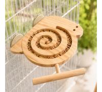 Bird Foraging Toy with Perch, Wooden Spiral Treat Feeder for Small & Medium Birds, Parakeet, Budgie, Cockatiel, Lovebird and Conure Cage Enrichment Toy