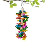 Bird Foraging Toys - 16 Inch Natural Wood Chewable Activity Center, Hangable Cage Decorations, Heavy Duty Metal Hook System | Interactive Relaxing Entertainment Station For Cockatiels Macaws