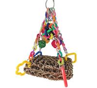 Bird Foraging Wall Toy Hanging Woven Climbing Mat With Colorful Chew For Lovebirds Finches Conures