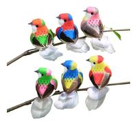 Bird Garden Decor - 6 Pieces Realistic Feathered Birds, Lightweight Simulated Animal Decorations for Yard Wedding Balcony and Home, Long-Lasting Bird Ornaments for Garden Patio Living Room Display