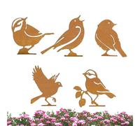 Bird Garden Decor | Vintage Iron Signs 5 Pieces | Rustic Decorative Garden Signs with Birds | for Planter Planter Branch Fence Backyard Lawn Patio Landscape