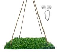 Bird Grass Swing - PP Grass-Like Hammock with Hanging Rope Hooks | Nature Inspired Design, Cage Swing, Climbing Hammock with Hooks for Sun Parakeets