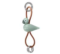 Bird green key ring silver coloured metal with natural leather Kay Bojesen
