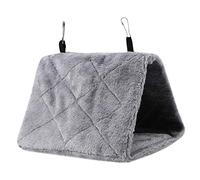 Sheens Bird Hammock, Warm Plush Parrot Hanging Bed Cave Happy Hut Hideaway for Parakeet Cockatiel Lovebird Budgie Finch Canary Cockatoo African Grey [M-Grey]