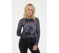 Bird Hand Long Sleeve Mesh Crop Top Genesis Navy S