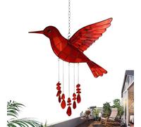 Bird Hanging Chimes - Red Hummingbird Decor, Flat Two Dimensional Pendant Design, Colorful Outdoor Visual, Accent Decoration Piece | Decorative Chimes for Mom Women Dad Grandma Outdoor Uses