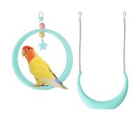 Bird Hanging Swing Perch, 2Pcs Round & Semi-Circle Lovebirds Perch with Stainless Steel Hooks for Budgies, Cockatiel, Parrots Cage Decorative Accessories