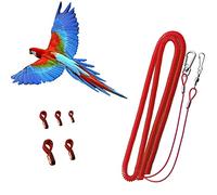 Bird Harness Leash Anti-bite Outdoor Red Flying Training Rope with 5pcs Different Sizes of Soft Foot Loops and Training Whistle(Upgraded Version of Ankle Ring)