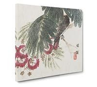 Bird Hiding in the Tree by Kono Bairei Canvas Print | Gallery Wrapped 30mm Frame Wall Art | 20x20 inches | Ready to Hang | Asian Animals Picture | Living Room Bedroom Lounge Office