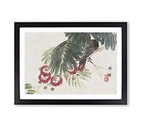 Bird Hiding in The Tree by Kono Bairei Framed Print | A2 Black Framed Wall Art | Ready to Hang | Modern Floral Picture | Living Room Bedroom Lounge Office