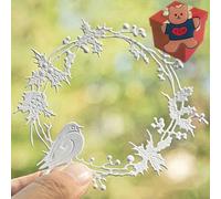 Bird Holly Wreath Dies for Card Making,Card Making Cut Stencils for DIY Scrapbooking Photo Album Decorative Embossing Paper Dies for Card Making Templated+Cute Brooch Pin…