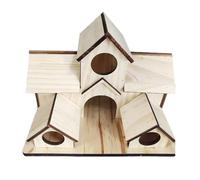 Bird House, 6 Hole Wooden Bird House for Outside, Wooden Bird Nesting Box for Garden, Courtyard Backyard, Weatherproof Hanging Birdhouse for Hummingbird, Bluebird, Finch (Khaki)