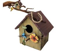 Bird House, Bird Nest Courtyard Bird Nest, Wooden Garden Bird House, Hanging Bird House, Hand-Painted Bird Box - Hangable Birdhouse for Indoor Outdoor Outdoor Tree Garden Bird House