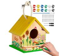 Bird House Craft, Paintable Hands-On Wooden - Paint Your Own Birdhouse Craft Kit, for Spring Summer Home School Classroom Camp Holiday Birthday Easter