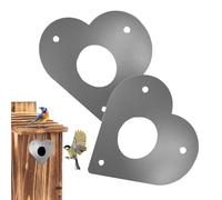 Bird House Entry Predator Guard - 2-Pack Heart-Shaped Metal Protect Plate, Aluminum Entrance Replacement, Rust-Resistant Shield | Effective Hole Protector for Bluebirds Wren Chickadee Nesting Box