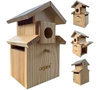 Bird House for Bluebird, Finch, Wren, Chickadee, Tree Swallow, Wild Birds, Woodpecker, Outdoor Nesting Box, Easy-to-Open (Unfinished DIY)