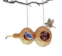 Bird House for Cage Gourd Shape Hangable Woven Parrot Hut with Hooks and