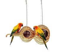 Bird House for Cage Gourd Shape Hangable Woven Parrot Hut with Hooks and
