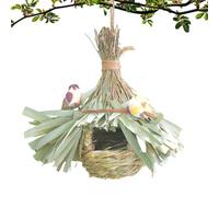 Bird House for Cage Rustic Handwoven Natural with Lanyard
