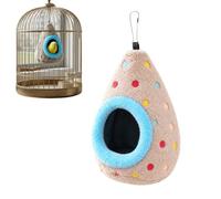Bird House for Cage Warm Winter Plush Egg Shaped Hiding Resting Hammock | Conure Parrot Nest for Sparrow Cockatiel Conure Cockatoo Finch Lovebird Parakeet Blue Trim