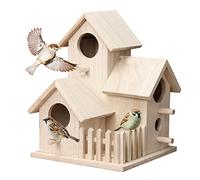 Bird House for Garden, Nesting Box 3 in 1 for Small Birds, Robin, Sparrow, Blue Tit, Great Tits - Wooden Aviary Wild Rest Shelter Outdoor Decoration