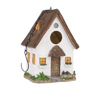Bird House for Outdoor Hanging - Weatherproof Nesting Box Made of Resin - Decorative Nesting Aid for Tits, Sparrows and Songbirds - Hand-Painted Bird House Garden Decoration - Incubator for Wild Birds