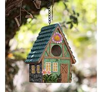 Bird House For Outdoor, Waterproof Resin Bird Box For Garden, Rustic Bird Nesting Box With Cleaning Hole, Hanging Birdhouse For Small Wild Birds Robin Blue Tit Sparrow, For Nature Lovers(C)